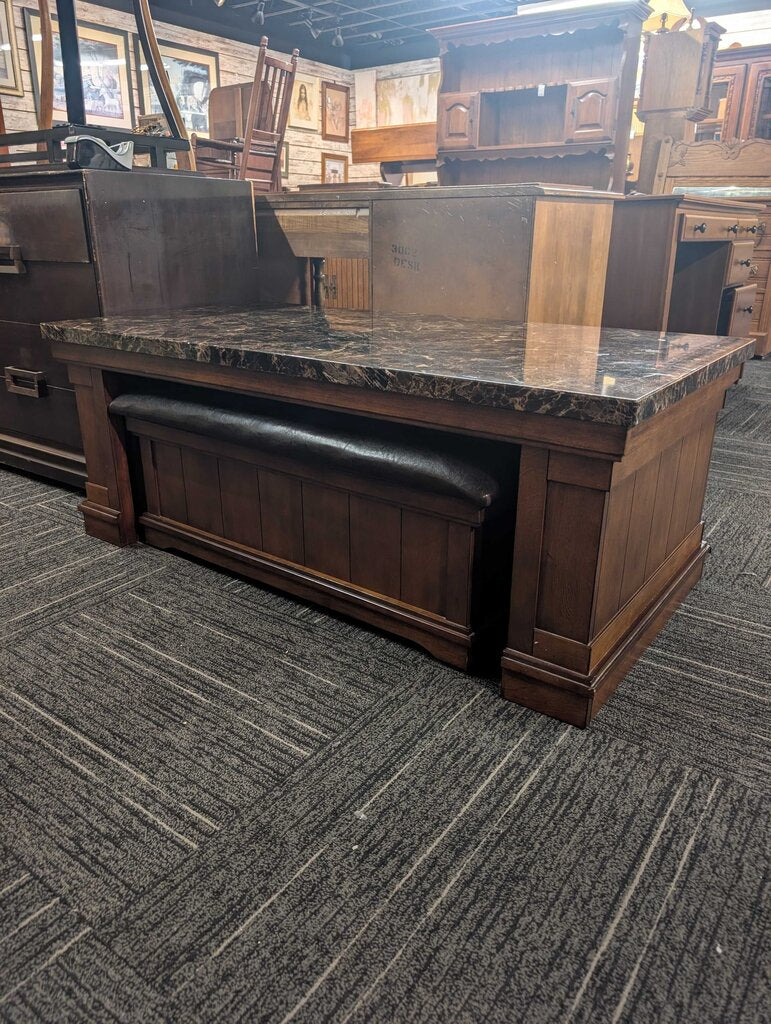 Faux Marble Coffee Table with Nesting Bench