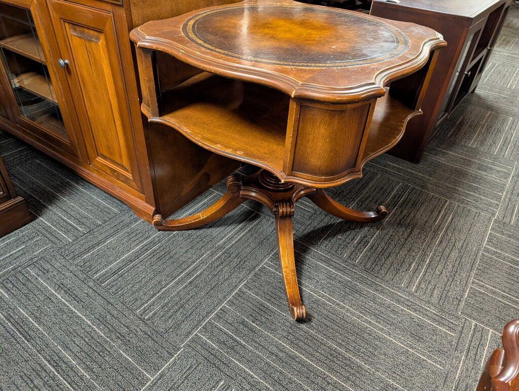 Vintage Mahogany Leather Top Side Table