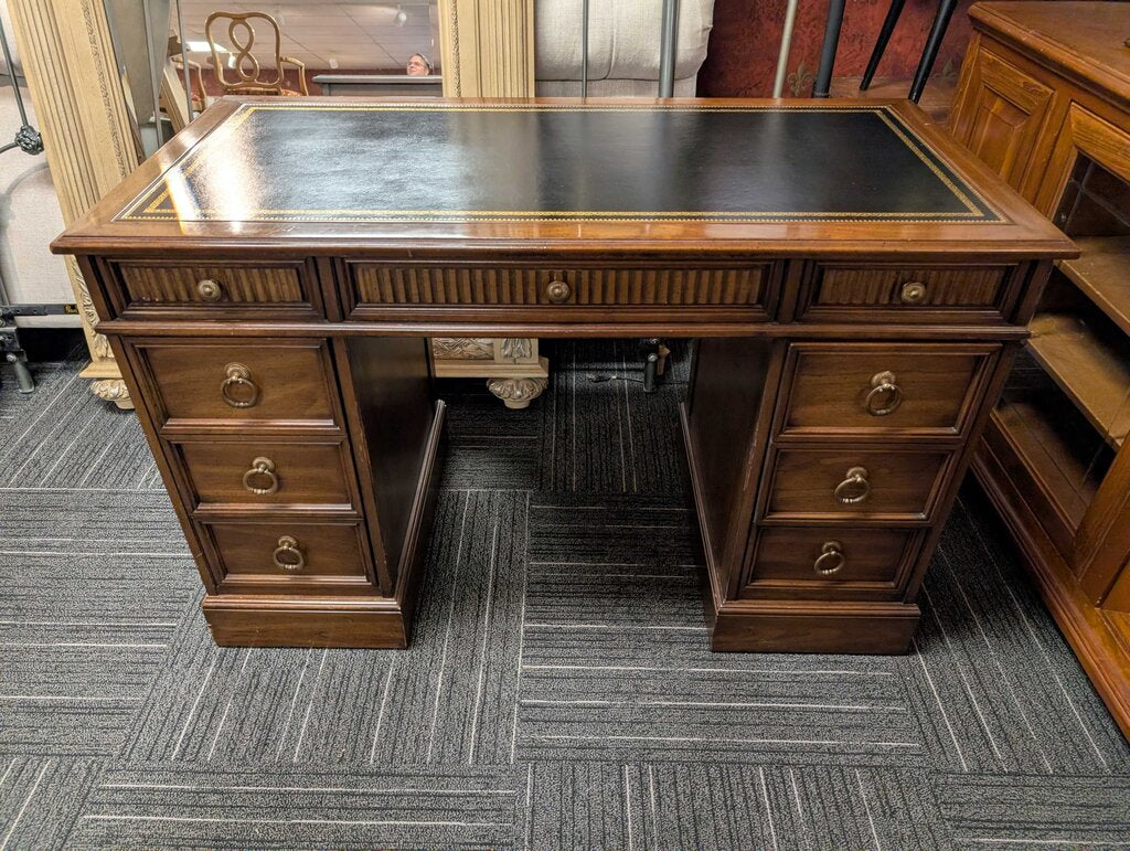 Vintage Leather Top Desk By Sligh