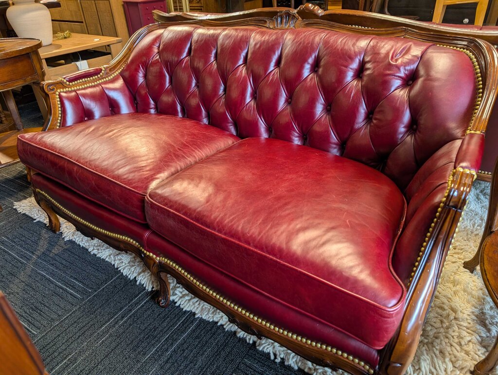 Formal Leather Tufted Loveseat By Key City