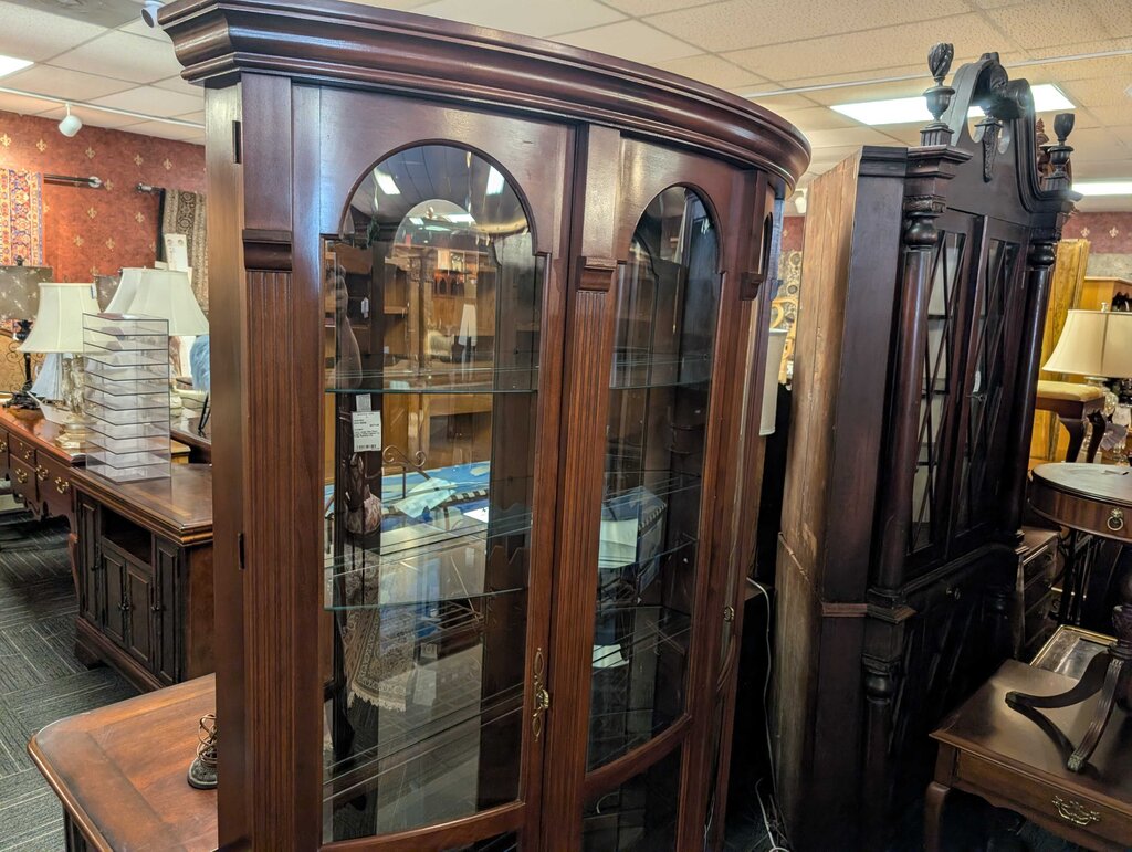 Very Large One Piece Cherry Curio Cabinet by Philip Reinisch Co.