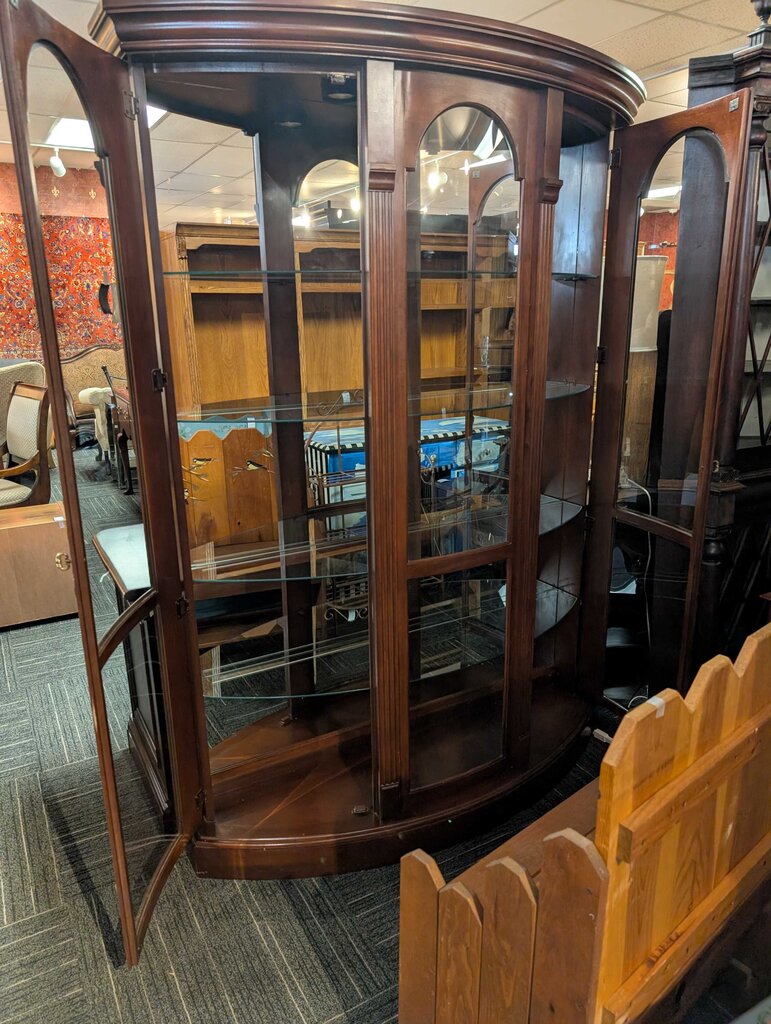 Very Large One Piece Cherry Curio Cabinet by Philip Reinisch Co.