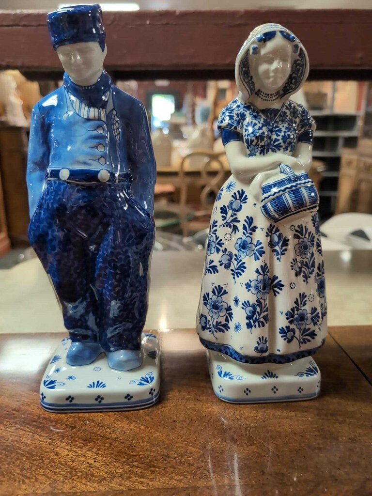Pair of Royal Delft Porcelain Farmer & Wife