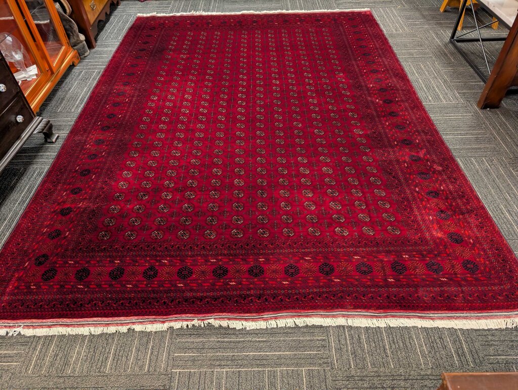 Fine Hand-Knotted Wool Bokhara Oriental Rug – Rich Crimson Red – 8'3" x 11'6"