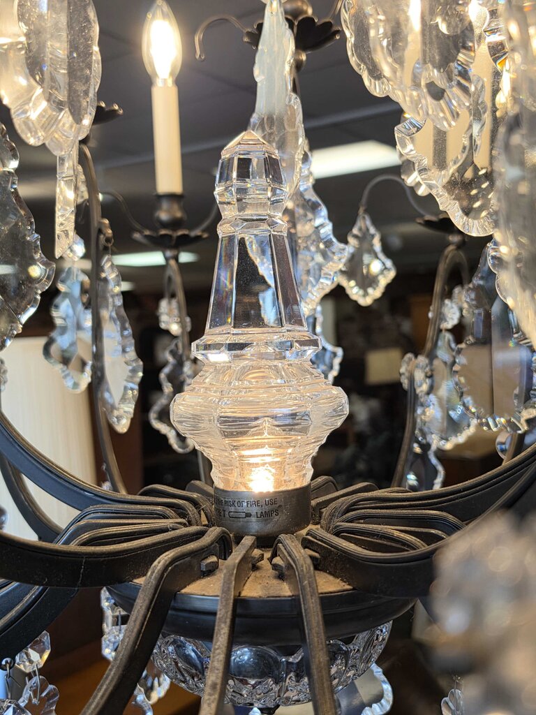 A. Schonbek Versailles Model 2773-11 Grand 15-light Wrought Iron & Hand Cut Crystal Chandelier