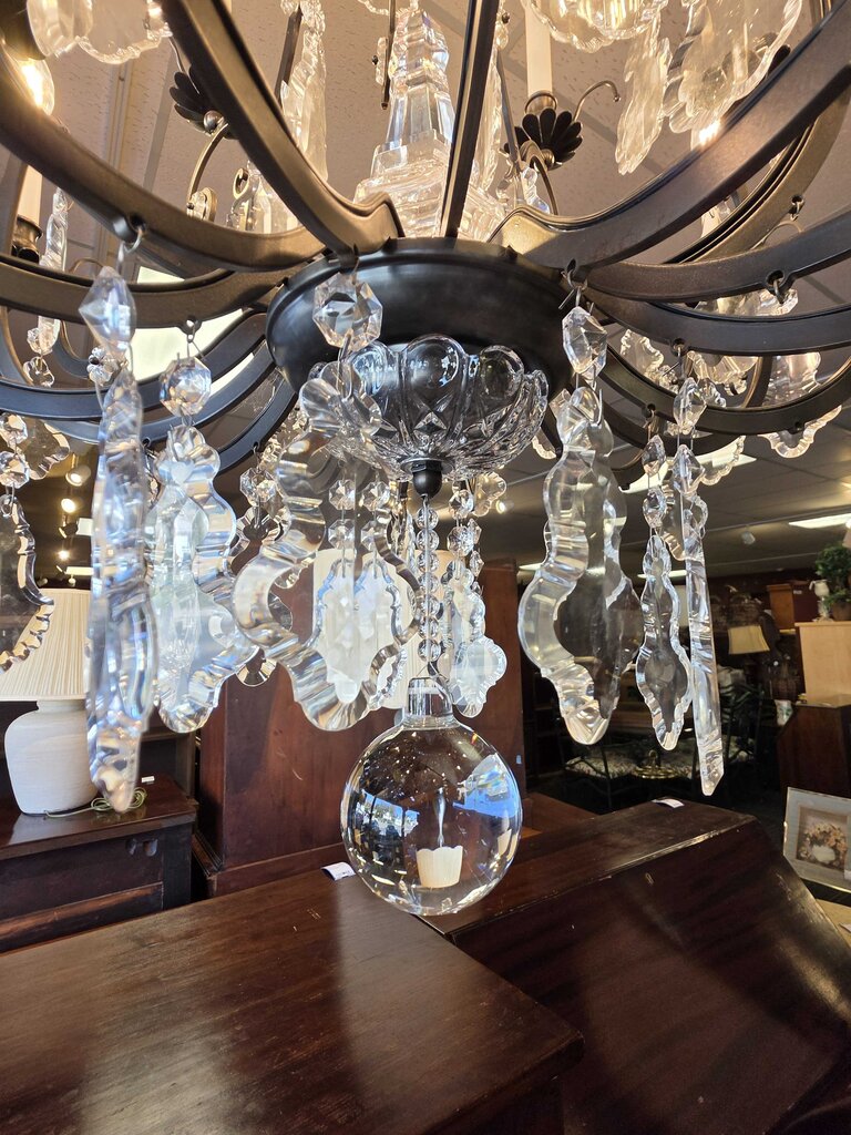 A. Schonbek Versailles Model 2773-11 Grand 15-light Wrought Iron & Hand Cut Crystal Chandelier