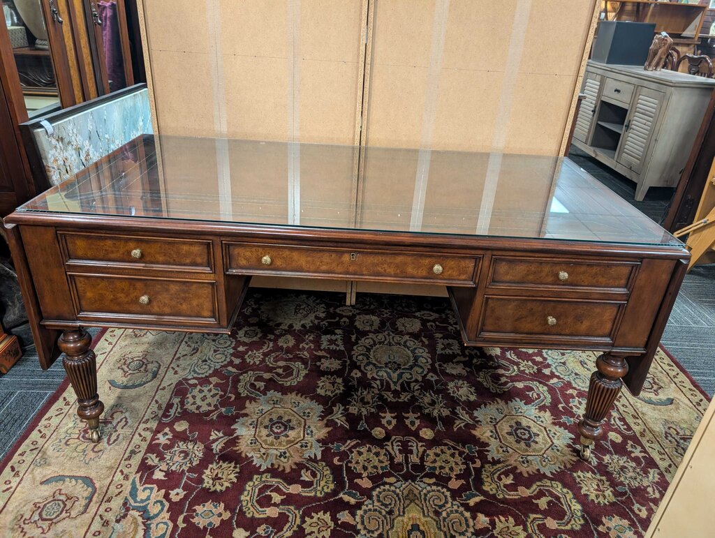 Leather Top Drop Leaf Executive Desk By Hickory White