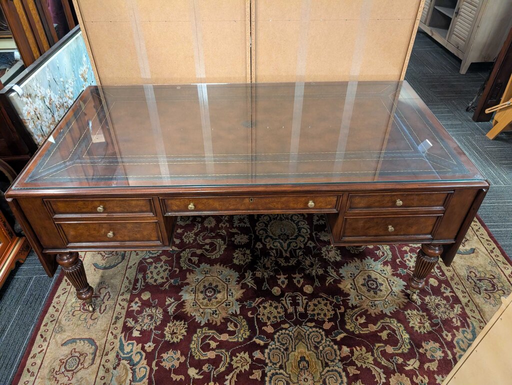 Leather Top Drop Leaf Executive Desk By Hickory White