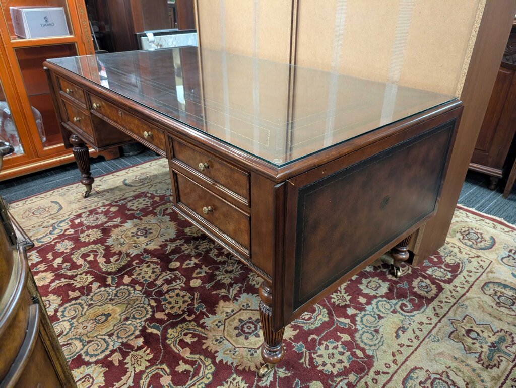 Leather Top Drop Leaf Executive Desk By Hickory White