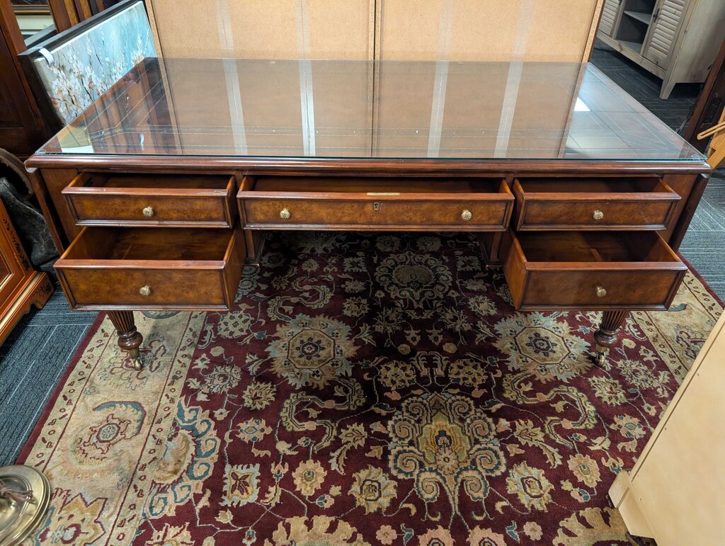 Leather Top Drop Leaf Executive Desk By Hickory White