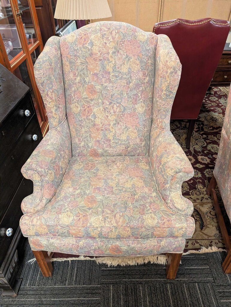 Vintage Floral Wingback Chair