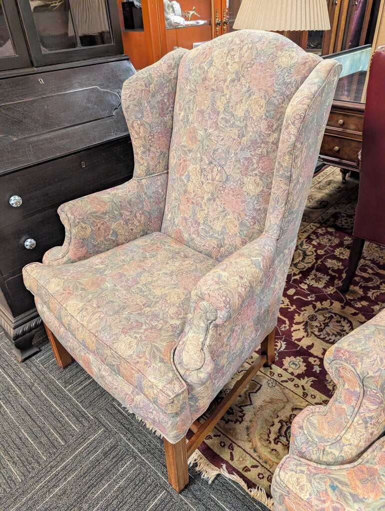 Vintage Floral Wingback Chair