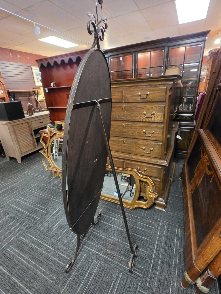 Decorative Oval Wrought Iron Chevelle Mirror w/ Jewel Accents