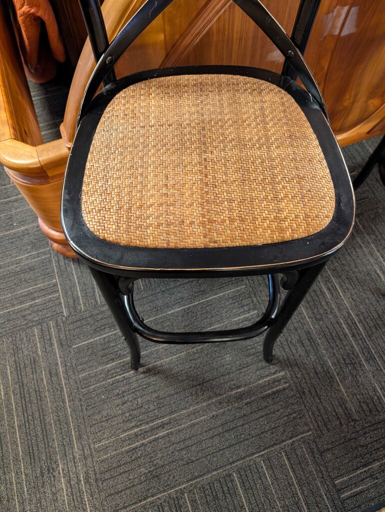 French Bistro-Style Black Cross-Back Bar Stool