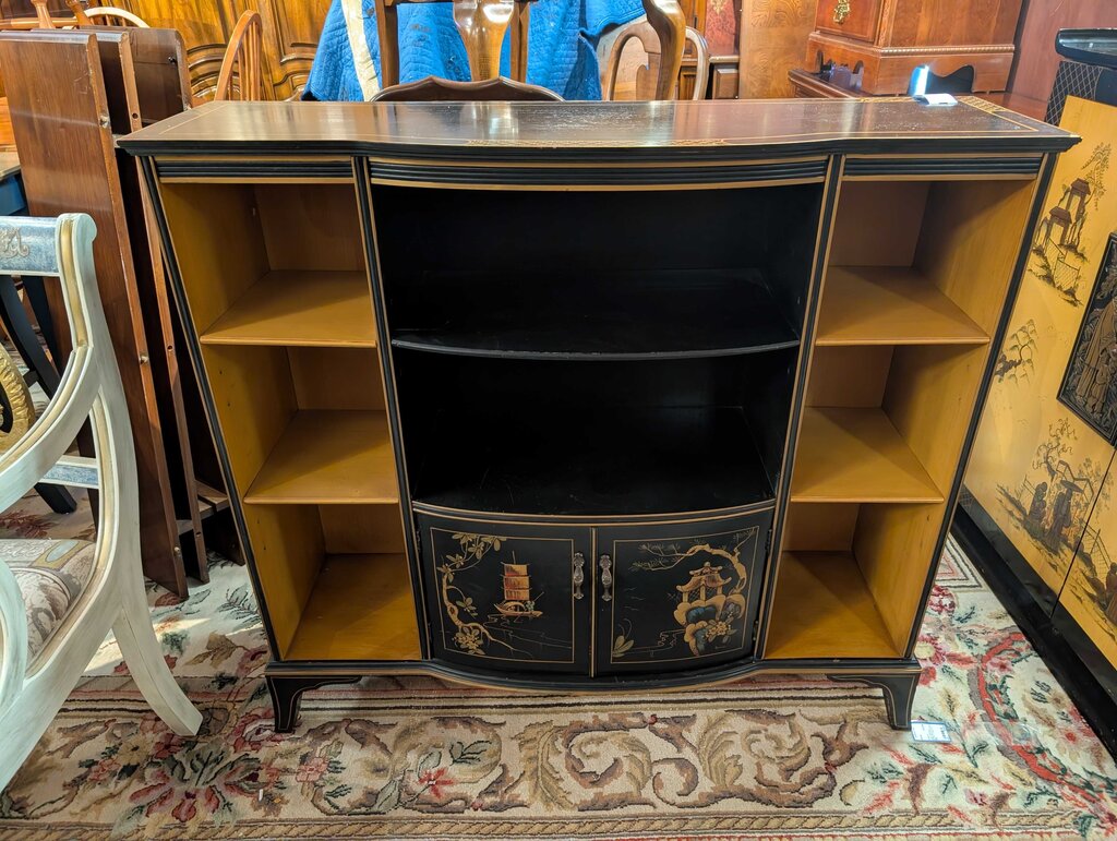 Vintage Chinoiserie Asian Bookcase Circa 1950