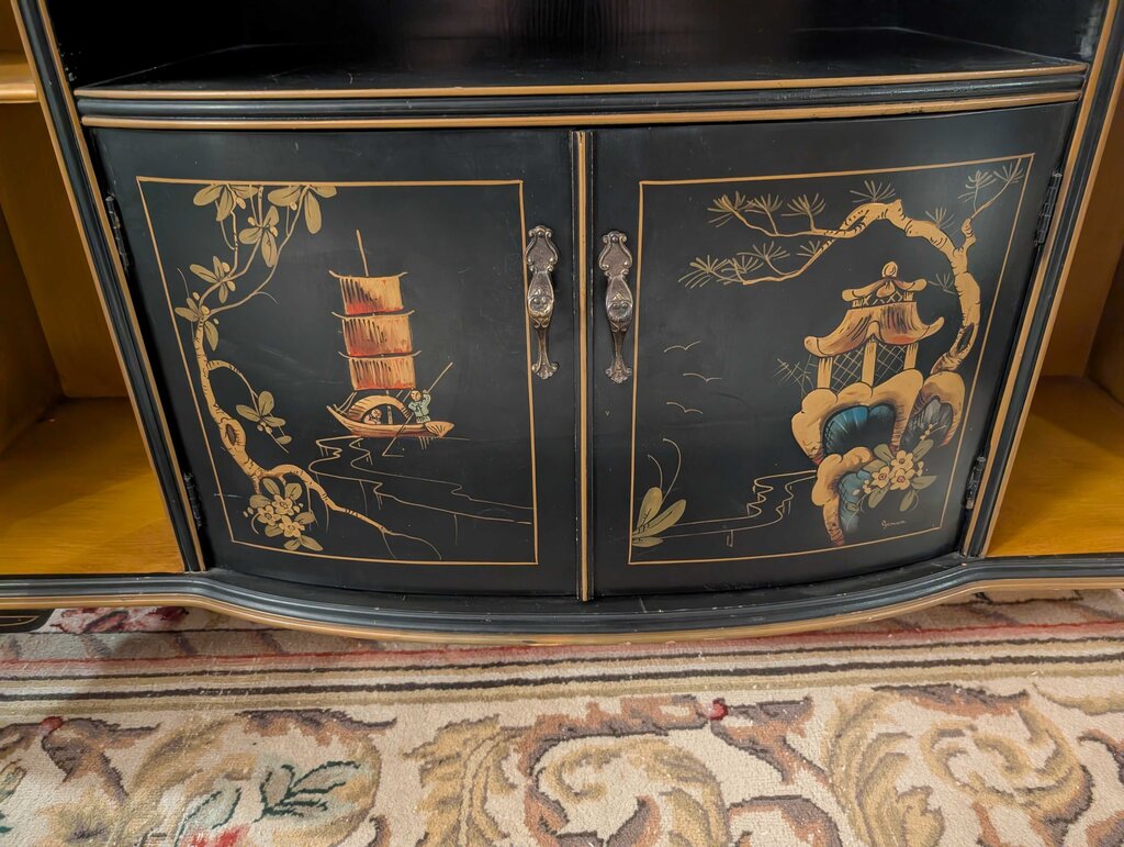 Vintage Chinoiserie Asian Bookcase Circa 1950