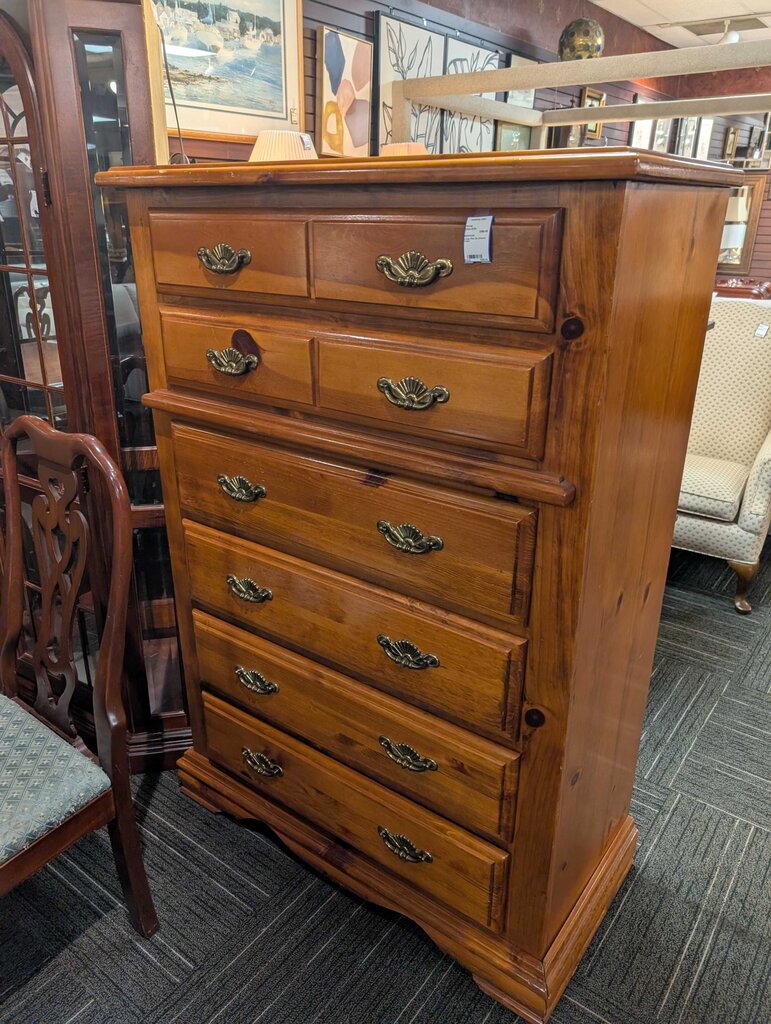Large Pine Six Drawer Chest
