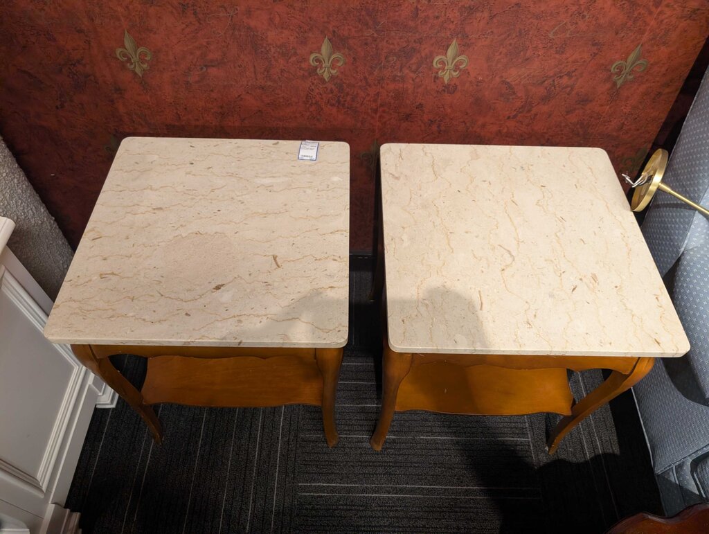 Pair of French Marble Top Cocktail Tables