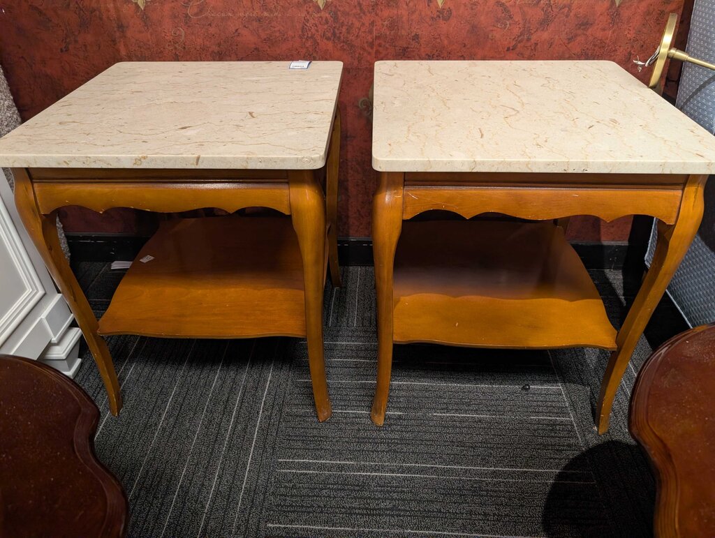 Pair of French Marble Top Cocktail Tables