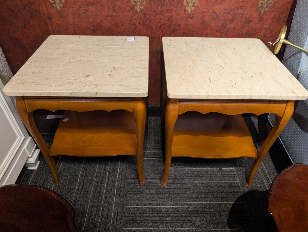 Pair of French Marble Top Cocktail Tables
