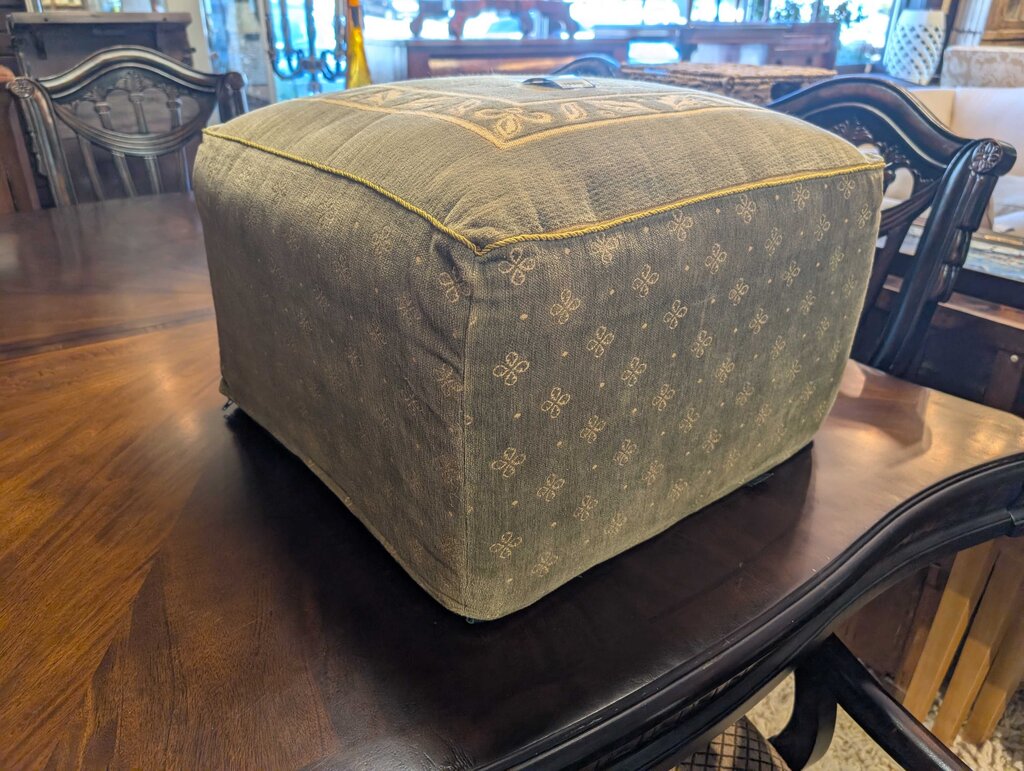 Renaissance Woven Art Olive Green & Gold Tapestry Ottoman