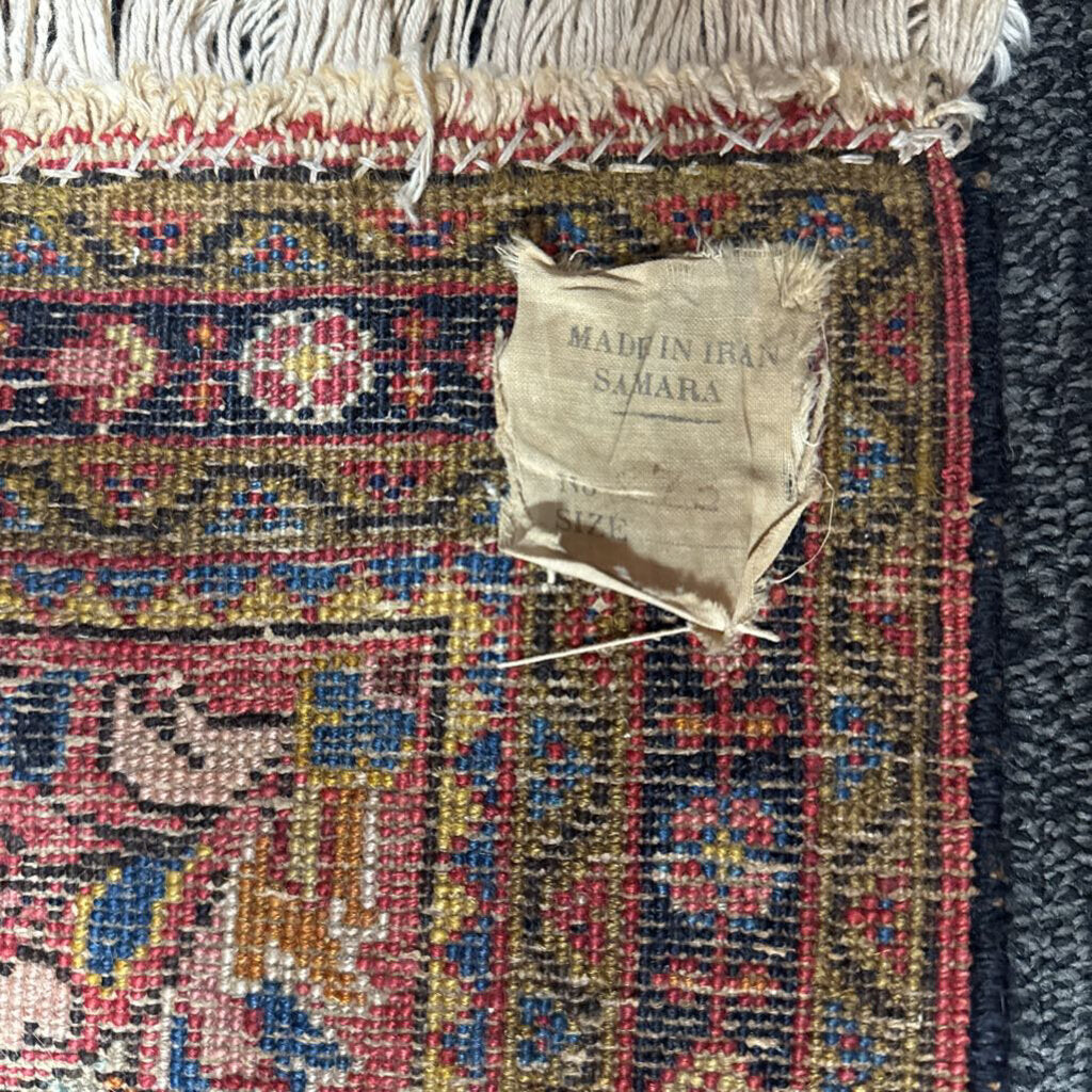 Vintage Handwoven Wool Lilihan Floral Rug 2' by 4'4"