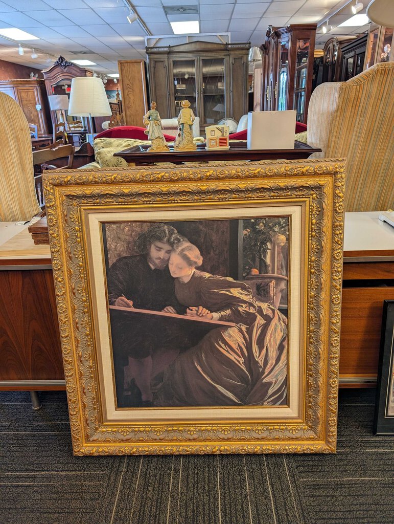 Large Ornately Framed Painters Honeymoon Oil Painting