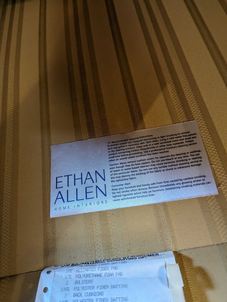 Ethan Allen Beige Stripped Sofa