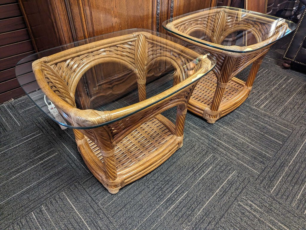 Pair Of Bamboo Side Tables