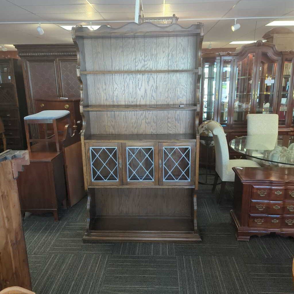 Vintage Oak Bookshelf/Display Cabinet