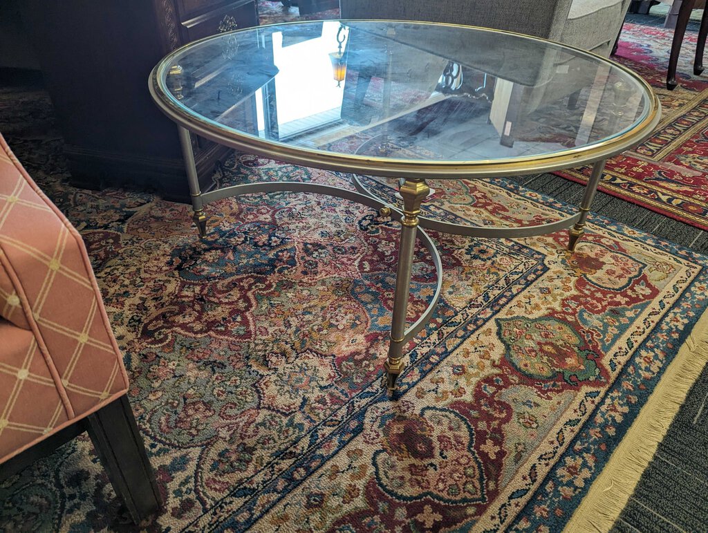 Glass top Coffee Table With Metal Base