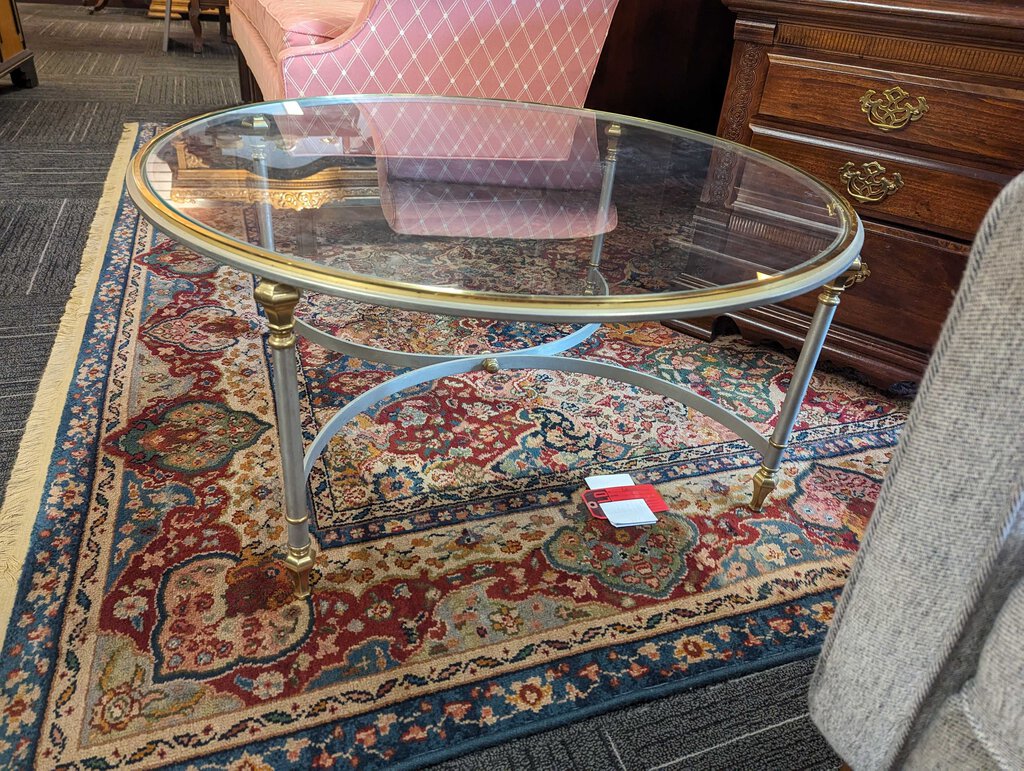 Glass top Coffee Table With Metal Base