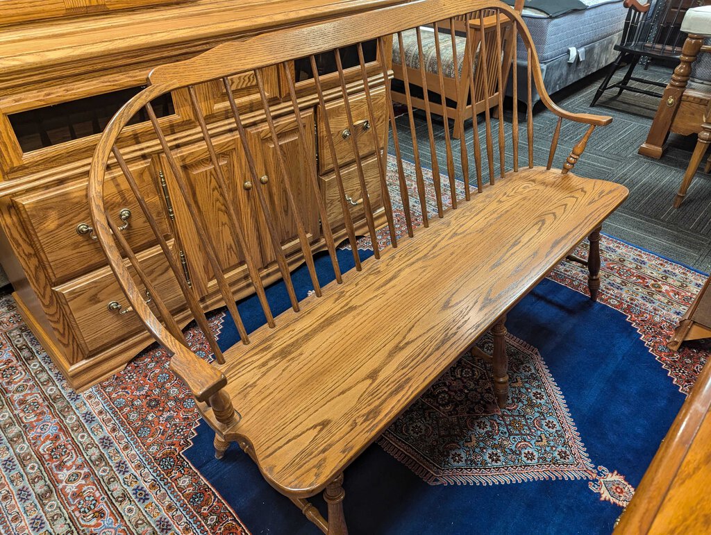 Large Solid Oak Country Bench By Temple Stuart