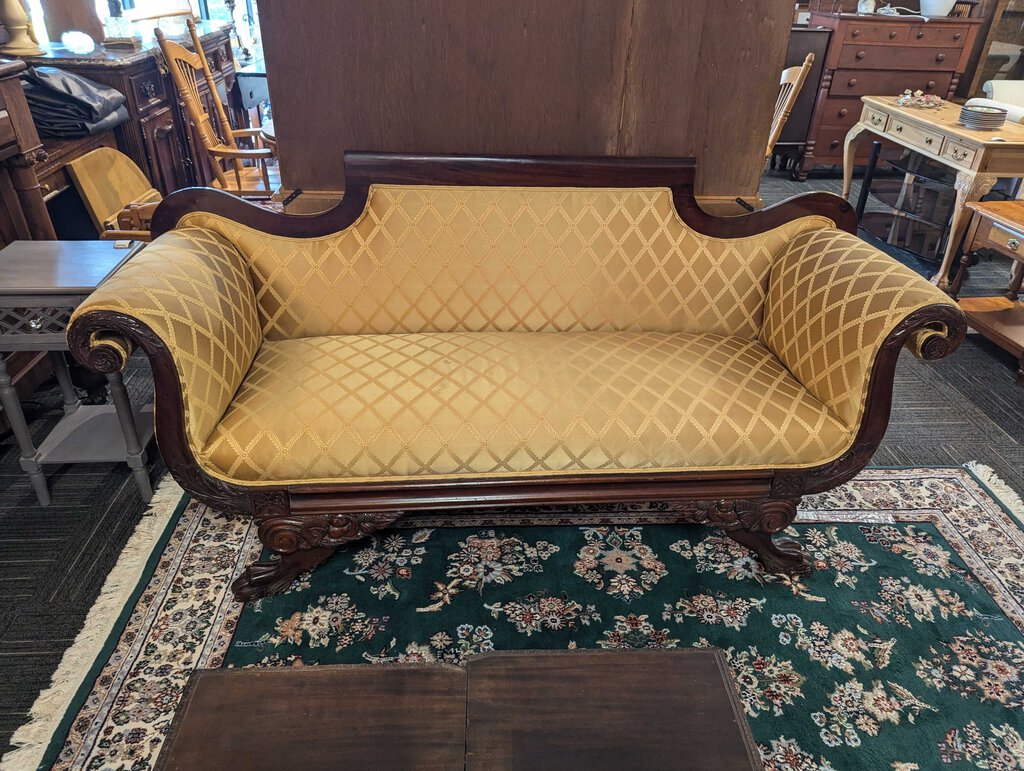 Antique Empire Reupholstered And Refinished Sofa