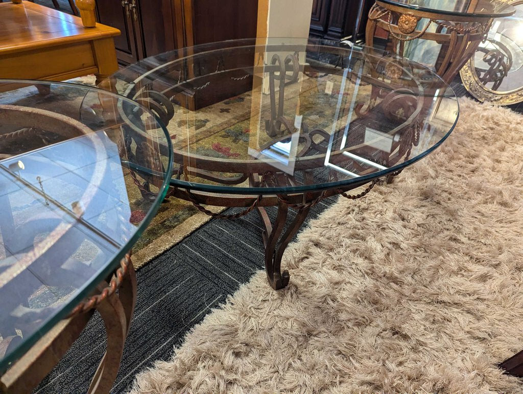 Glass Top Coffee Table With Metal Base