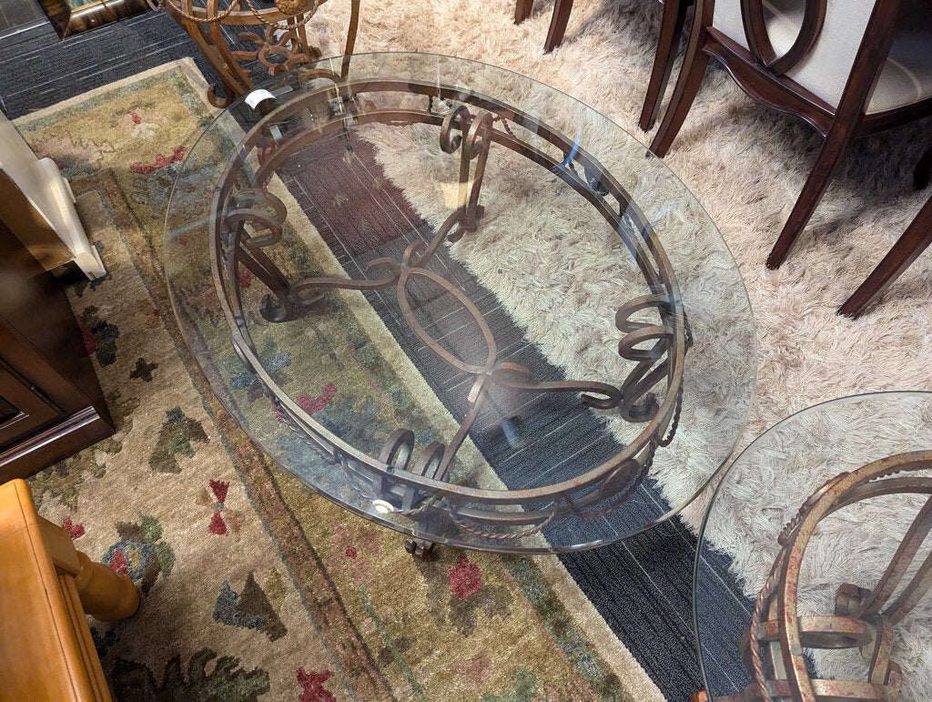 Glass Top Coffee Table With Metal Base