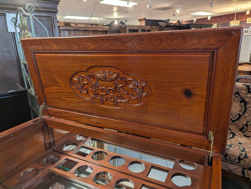 Vintage Rosewood Asian Bar Cabinet