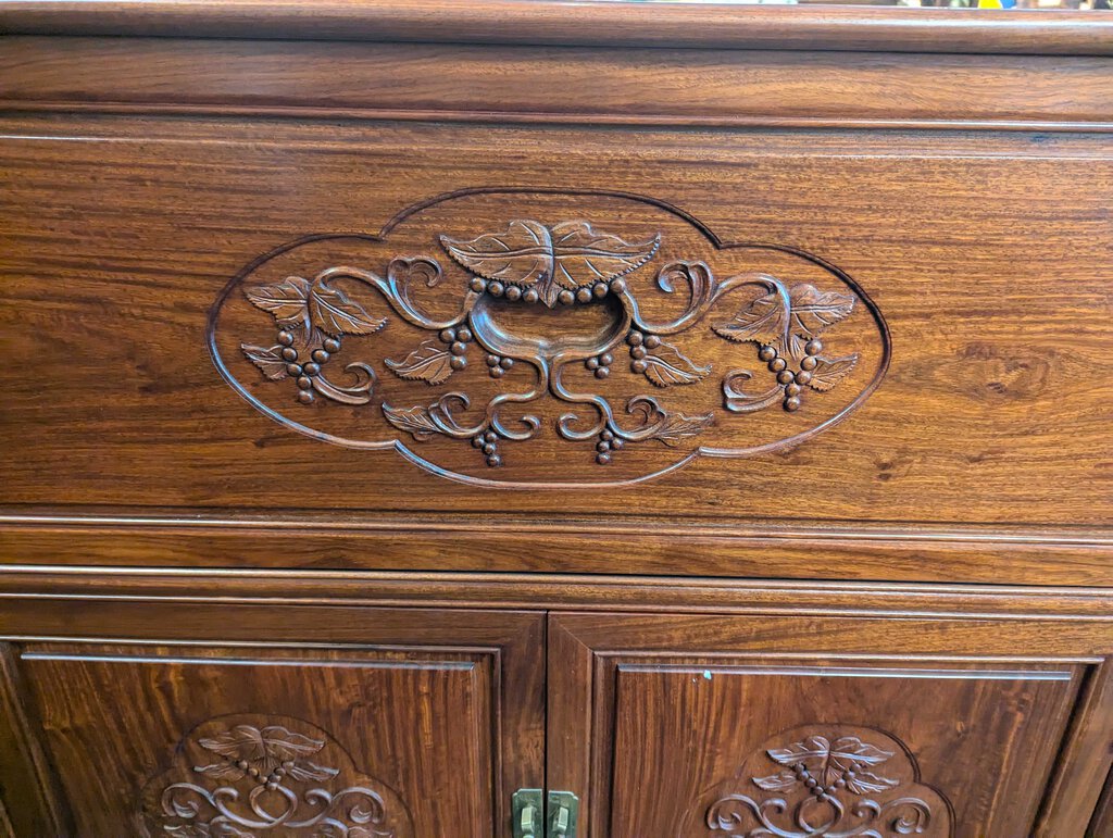 Vintage Rosewood Asian Bar Cabinet