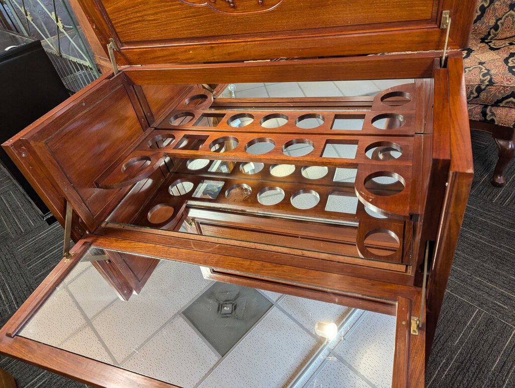 Vintage Rosewood Asian Bar Cabinet