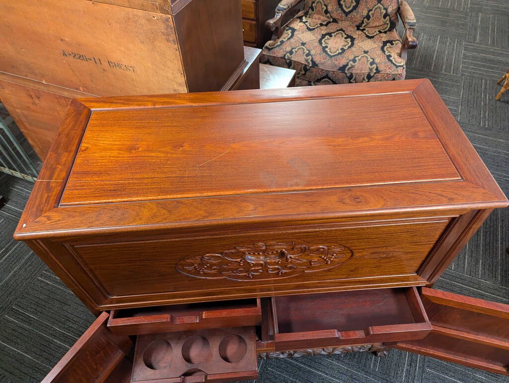 Vintage Rosewood Asian Bar Cabinet