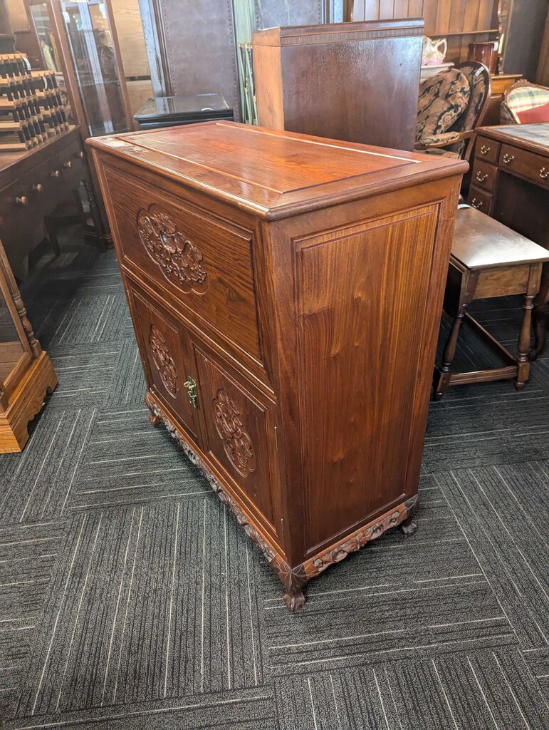 Vintage Rosewood Asian Bar Cabinet