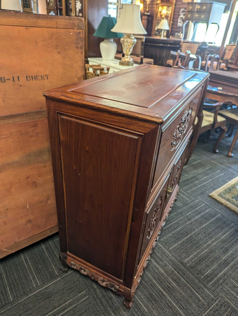 Vintage Rosewood Asian Bar Cabinet