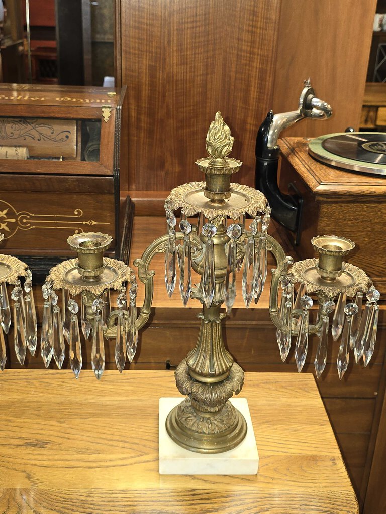 Large Pair of 19th Century French Gilt Bronze Girandole Candelabras