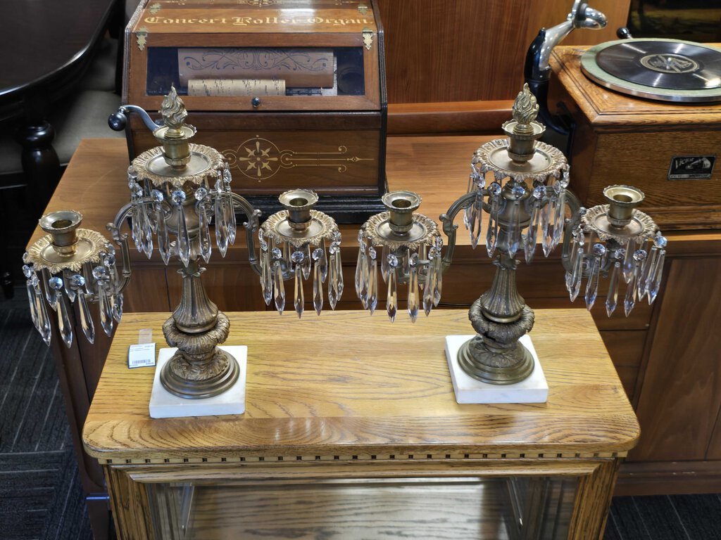 Large Pair of 19th Century French Gilt Bronze Girandole Candelabras