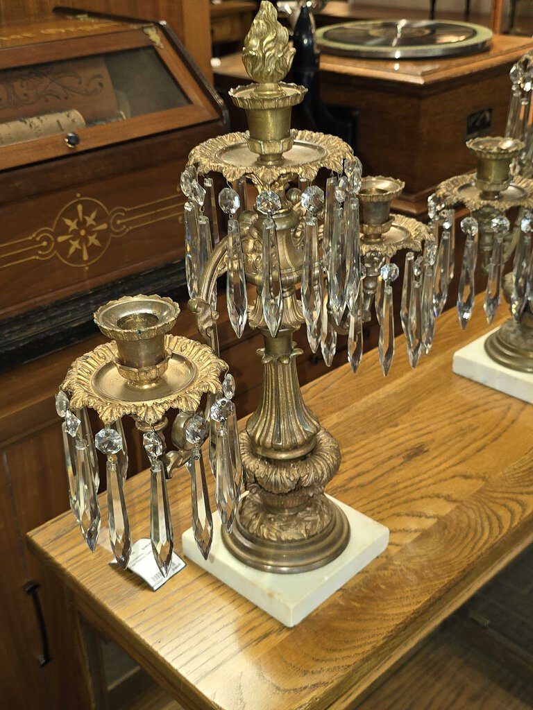 Large Pair of 19th Century French Gilt Bronze Girandole Candelabras