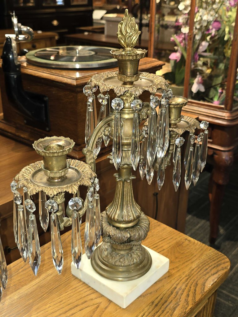 Large Pair of 19th Century French Gilt Bronze Girandole Candelabras