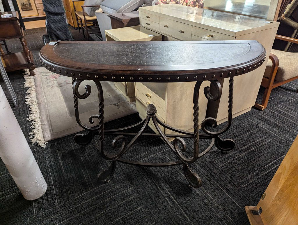 Wrought Iron Demilune Console Table