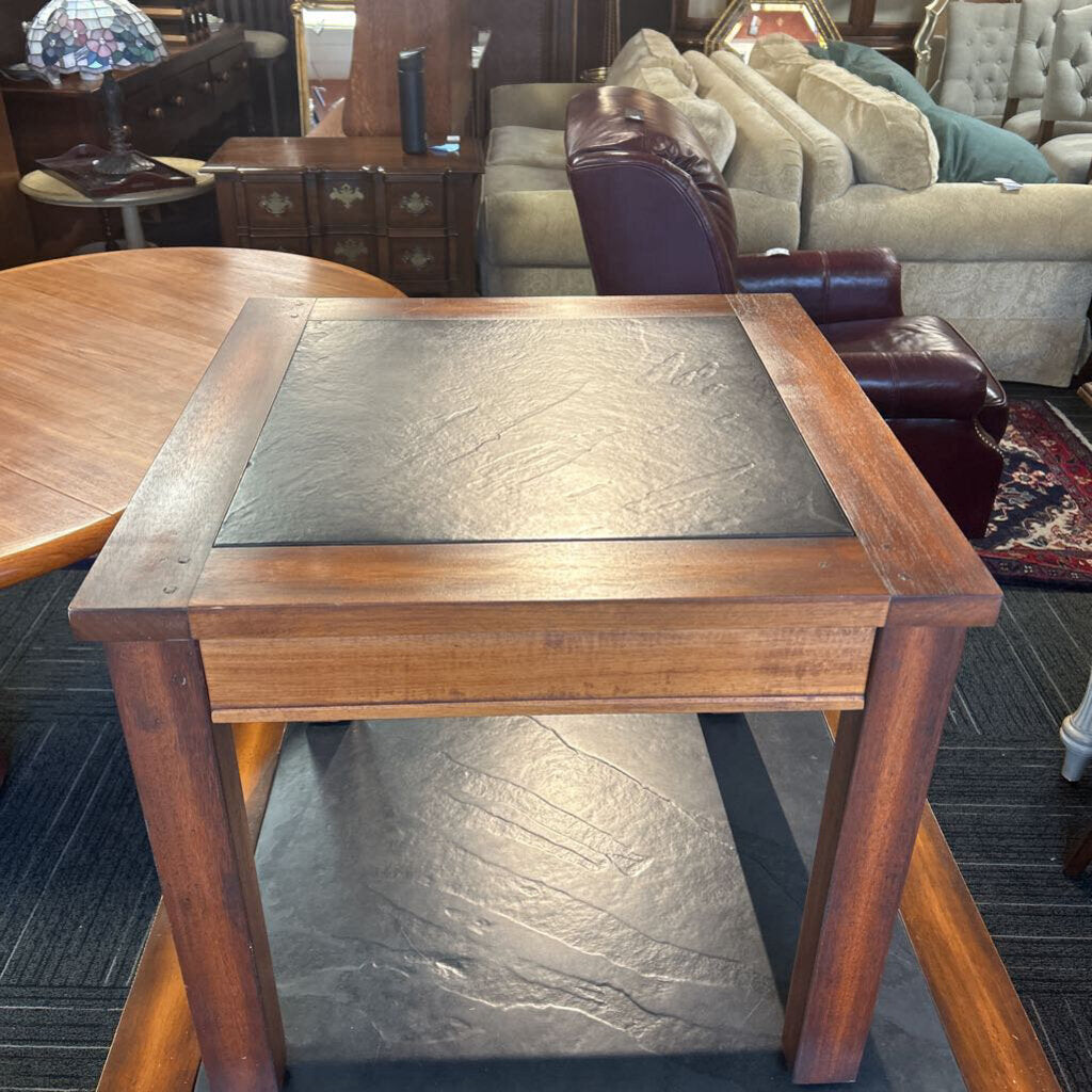 Ethan Allen Slate Top Side Table