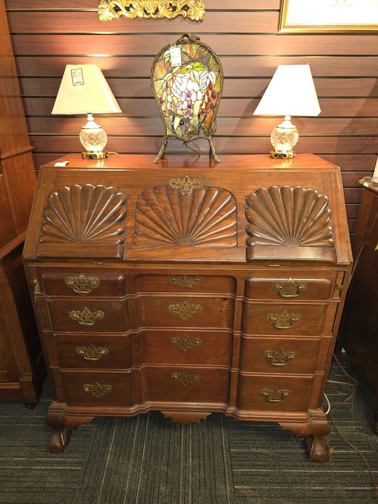 Early 19th Century Mahogany Bench Made Block Front Secretary Desk