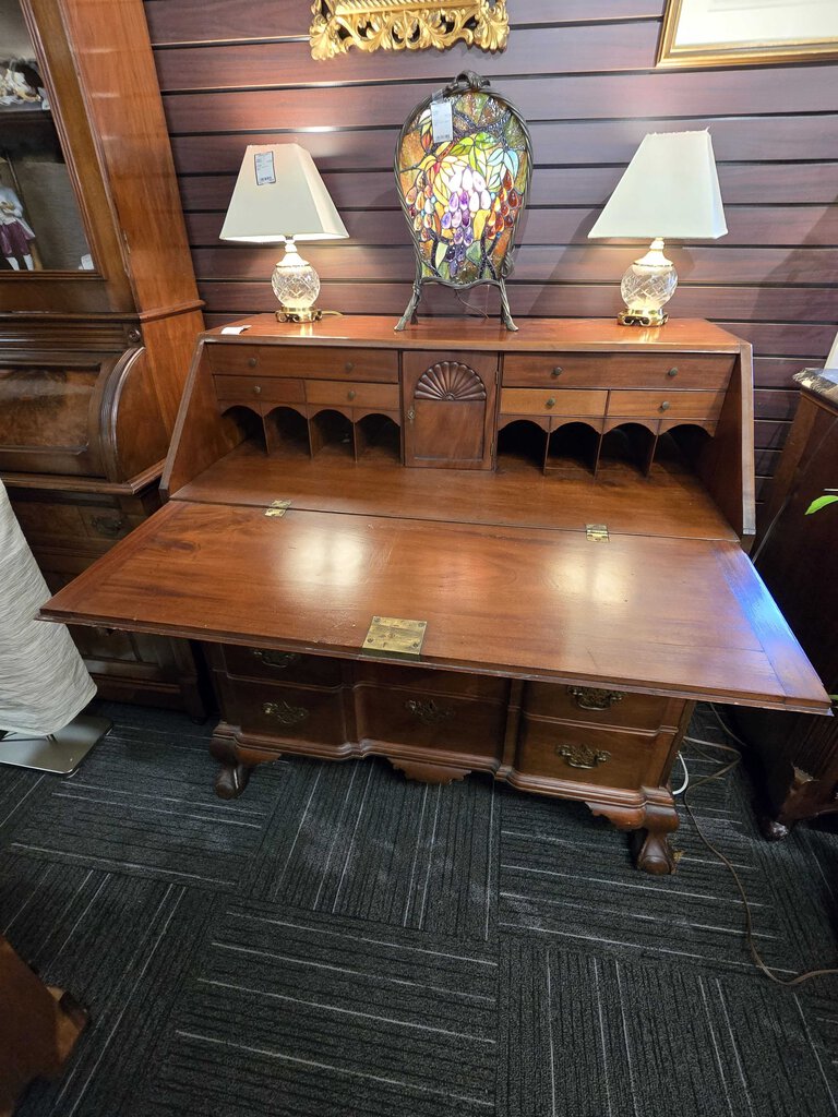 Early 19th Century Mahogany Bench Made Block Front Secretary Desk